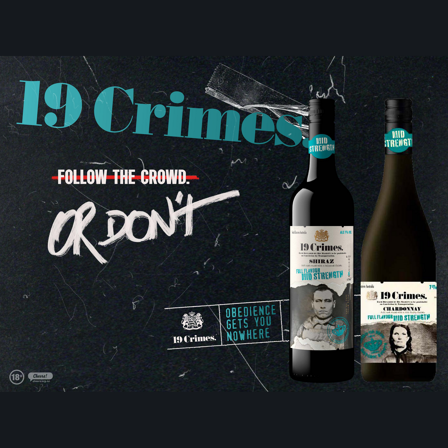 19 Crimes Mid Strength 7% Chardonnay 750mL (2 For $30)