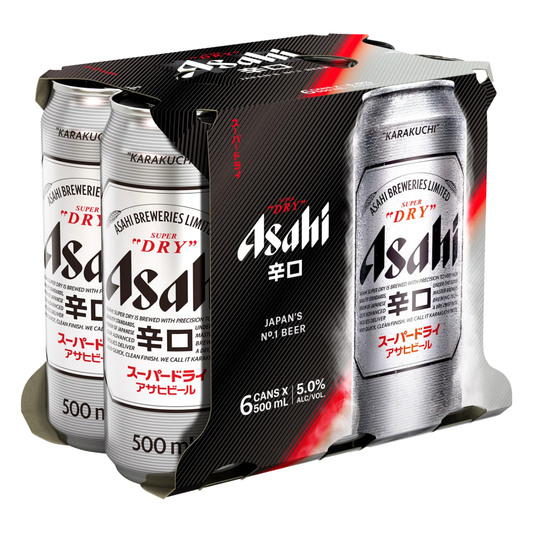 Asahi Super Dry 6 Pack 500mL Cans -Thirsty Liquor Tauranga