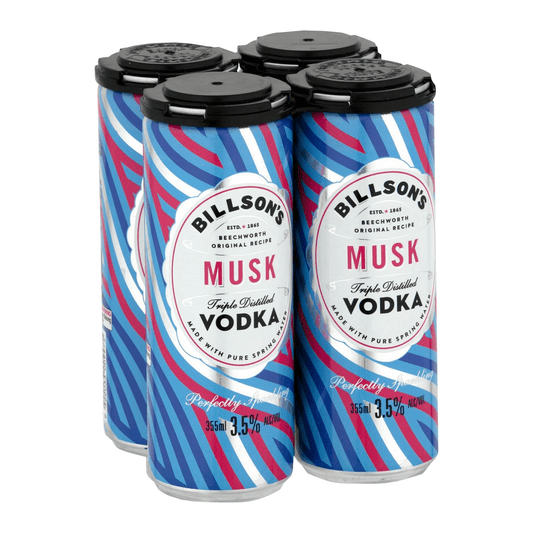 Billsons Vodka Musk 4 Pack 355mL Cans - Thirsty Liquor Tauranga