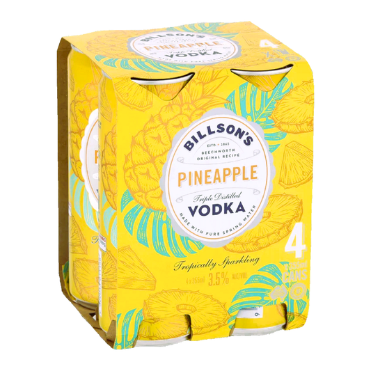 Billsons Vodka Pineapple 3.5% 4 Pack 355mL Cans