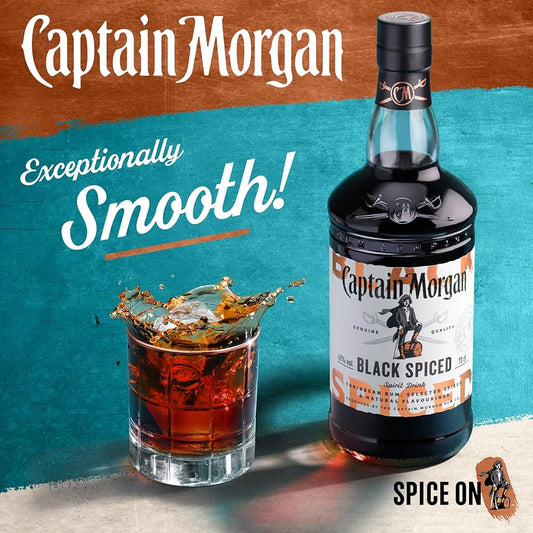 . Captain Morgan Black Spiced 700mL WFD* (New) (Due Early August))