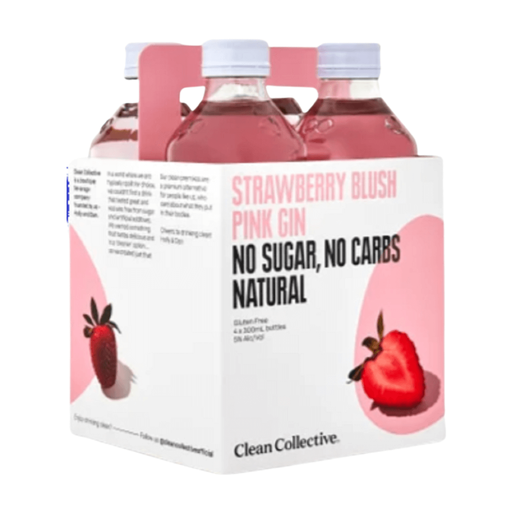 Clean Collective Strawberry Blush Pink Gin 4 Pack 300mL Bottles - Thirsty Liquor Tauranga