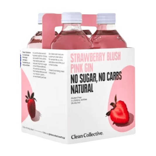 Clean Collective Strawberry Blush Pink Gin 4 Pack 300mL Bottles - Thirsty Liquor Tauranga