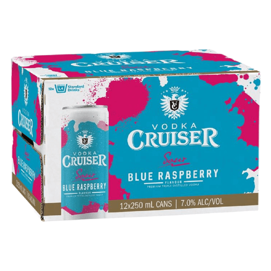 Cruiser Vodka 7% Sour Blue Raspberry 12 Pack 250mL Cans - Thirsty Liquor Tauranga