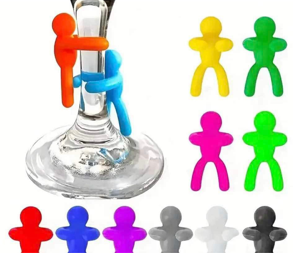 Themed Drink Markers - Colorful Wine Glass Charms (New)