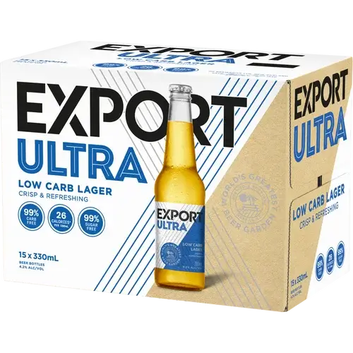 Export Ultra Low Carb 15 Pack 330mL Bottles - Thirsty Liquor Tauranga