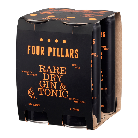 Four Pillars Rare Dry Gin & Tonic 4 Pack 250mL Cans