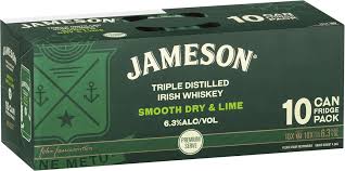 Jameson 6.3% Dry & Lime 10 Pack 375mL Cans - Thirsty Liquor Tauranga