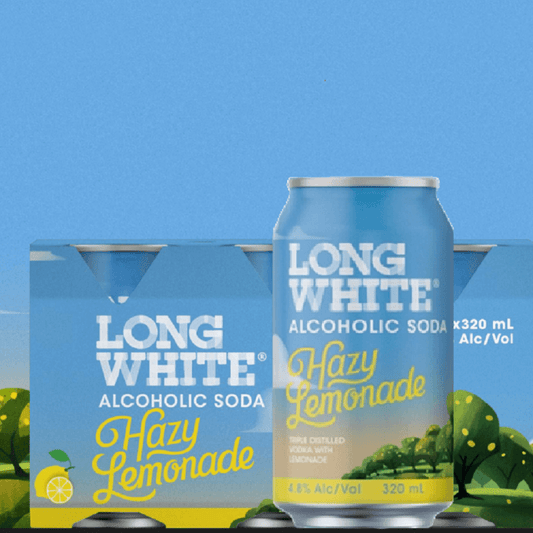 Long White Vodka 4.8% Hazy Lemonade 6 Pack 320mL Cans - Thirsty Liquor Tauranga