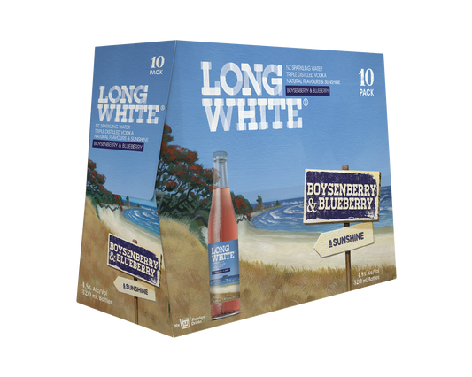 Long White Vodka 4.8% Boysenberry & Blueberry 10 Pack 320mL Bottles - 3rd Top Seller (Supplier Deleted) (EOL)