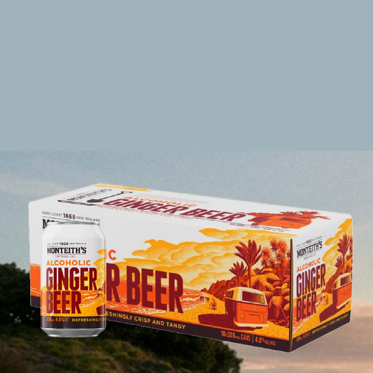 Monteiths Alcoholic Ginger Beer 10 Pack 330mL Cans (New)