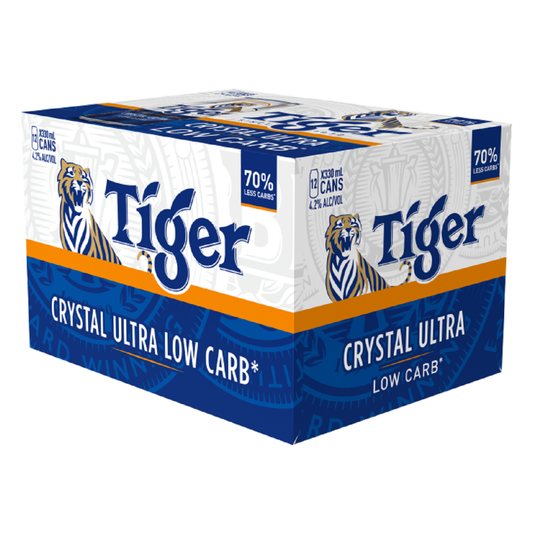 Tiger Crystal Ultra Low Carb 12 pack 330mL Cans (New)