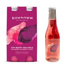 Sundown Berry Bramble Gin with Blackberry, Raspberry and Lemon 7% 4 Pack 250mL Bottles