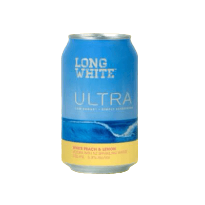 Long White Vodka Ultra Low Sugar Peach & Lemon 10 Pack 330mL Cans - Thirsty Liquor Tauranga