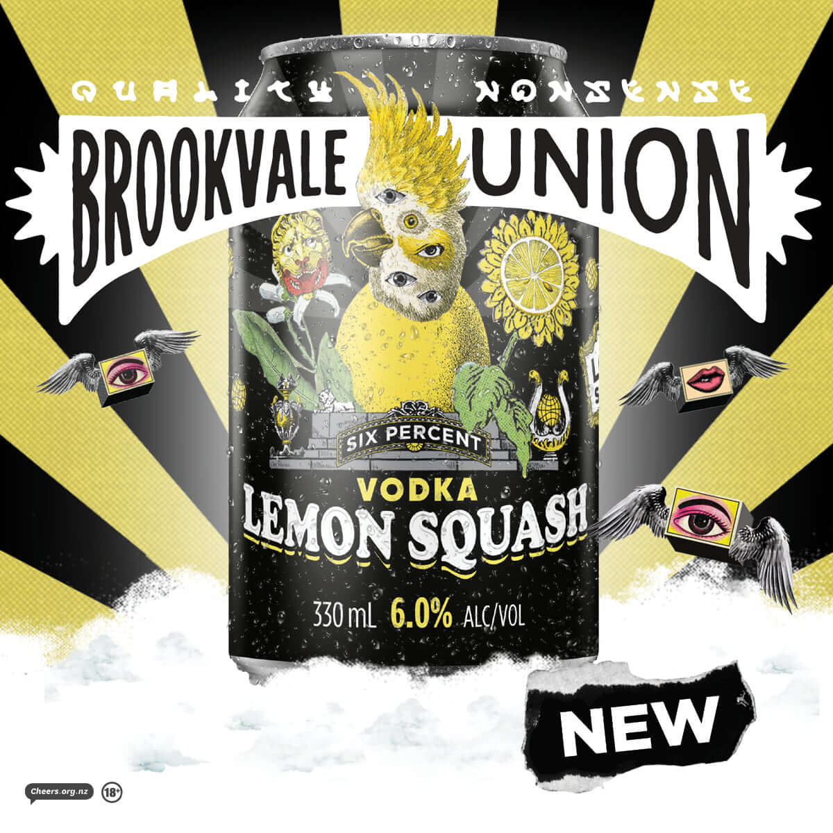 Brookvale Union Vodka Lemon Squash 4% 10 Pack 330mL Cans - Thirsty Liquor Tauranga