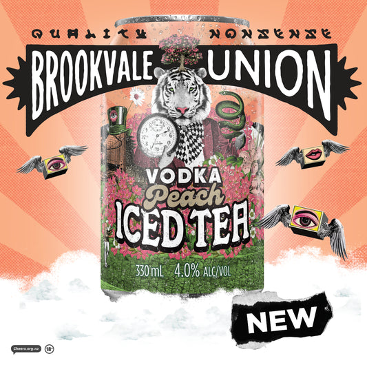Brookvale Union Vodka & Peach Iced Tea 4% 6 Pack 330mL Cans (New)