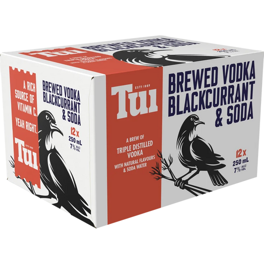 Tui Vodka Blackcurrant & Soda 7% 12 Pack 250mL Cans