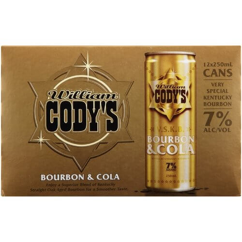 Codys Bourbon & Cola VSKB 7% 12 Pack 250mL Cans - Thirsty Liquor Tauranga