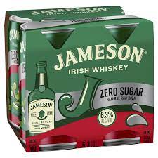 Jameson 6.3% Natural Raw Cola Zero Sugar 4 Pack 375mL Cans - Thirsty Liquor Tauranga