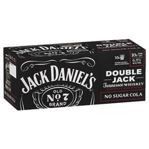 Jack Daniels 6.9% Double Jack No Sugar Cola 10 Pack 375mL Cans - Thirsty Liquor Tauranga