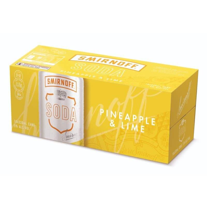 Smirnoff Soda Pineapple & Lime 10 Pack 330mL Cans - Thirsty Liquor Tauranga